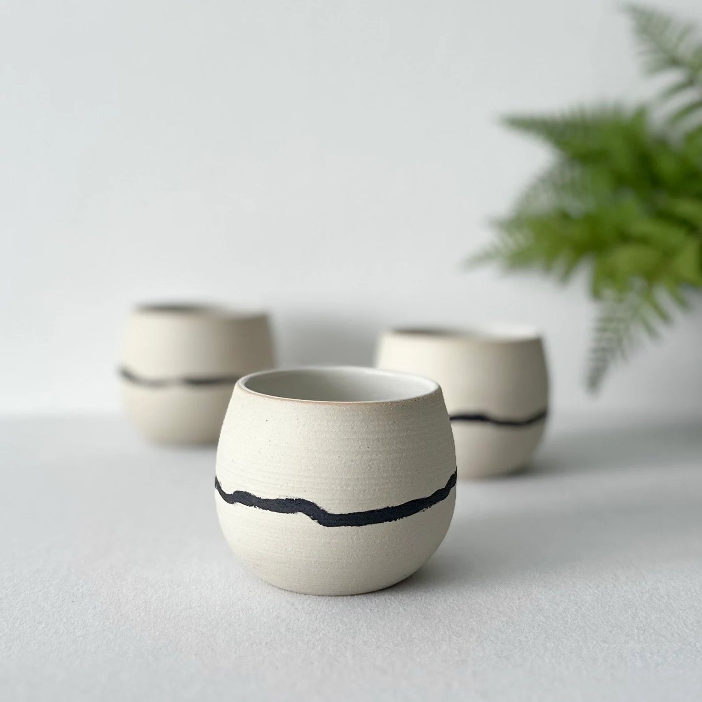 Black Ceramic Stripped Coffee Cup, Handcrafted White Coffee Mug, Double Espresso Coffee Cup, Matt Black Mug, 2oz, 3oz, 6oz, 8oz, 10