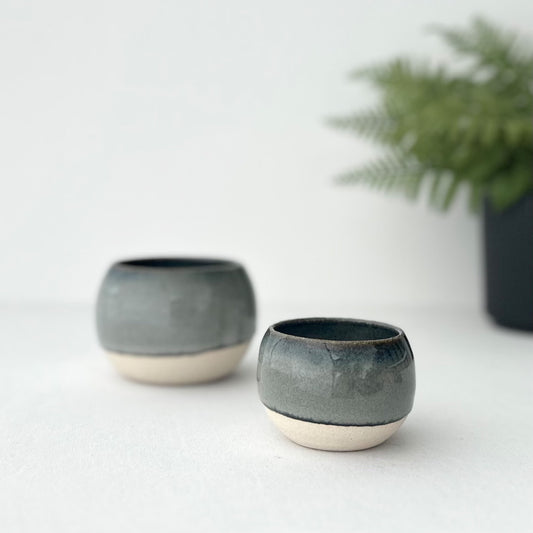 Unique Handmade Rotund Cup, Handcrafted Orbicular Coffee Cup, Double Espresso Cup, Space Grey Mug, Ceramic Tumbler, 2oz, 3oz, 6oz, 8oz, 10oz