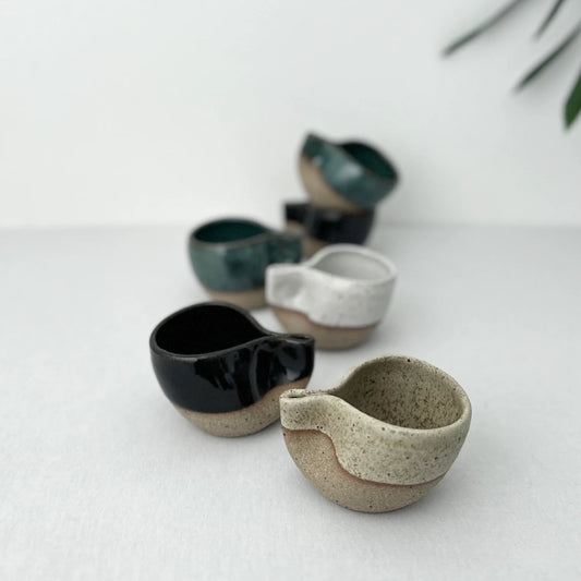 Unique Handmade Pinched Mug, Handcrafted Finger Print Coffee Cup, Double Espresso Cup, Squeezed Mug, Minimalist Ceramic Cup, 2oz, 3oz, 6oz